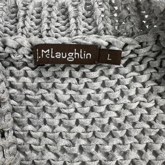J. McLaughlin Silver Gray Crew Neck Chunky Knit Tunic Sweater Size L Slim Fit - Picture 7 of 9
